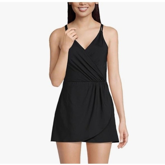 Lands' End Other - Land's‎ End $115 UPF 50 Black Tulip Wrap swim dress Women's Size M